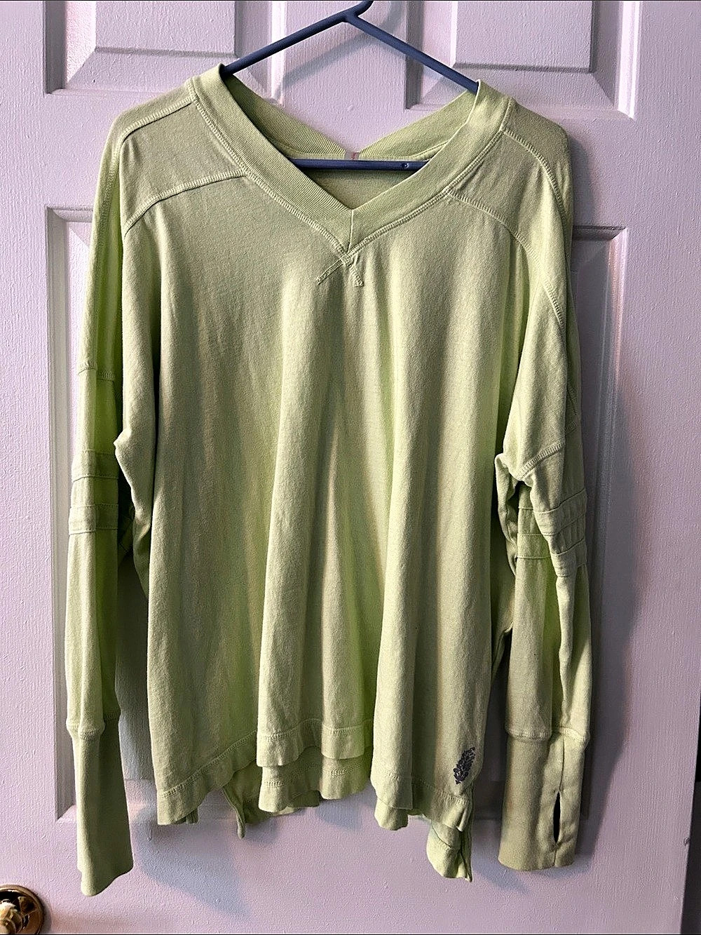 Free People Sage Green Long Sleeve Top